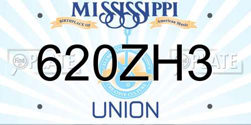 620ZH3 Mississippi License Plate