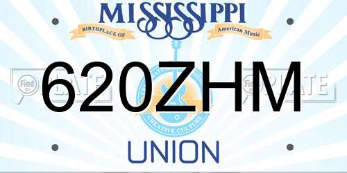 620ZHM Mississippi License Plate
