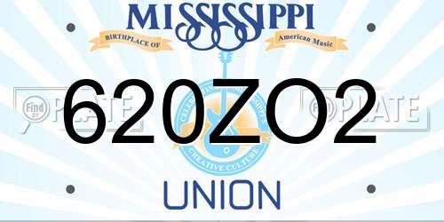620ZO2 Mississippi License Plate