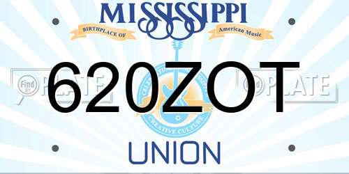 620ZOT Mississippi License Plate