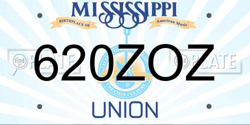 620ZOZ Mississippi License Plate