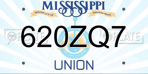 620ZQ7 Mississippi License Plate