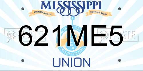 621ME5 Mississippi License Plate