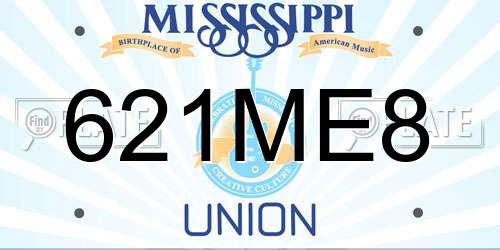 621ME8 Mississippi License Plate