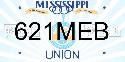 621MEB Mississippi License Plate
