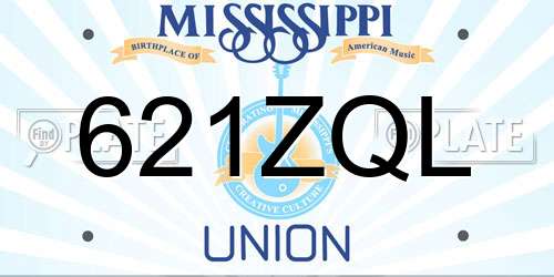 621ZQL Mississippi License Plate