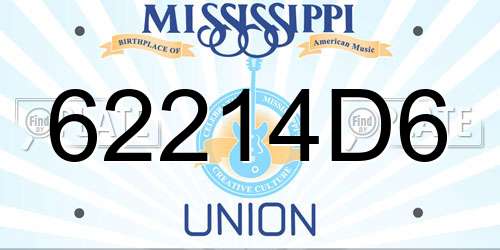 62214D6 Mississippi License Plate