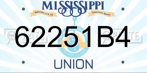 62251B4 Mississippi License Plate