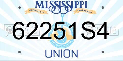 62251S4 Mississippi License Plate
