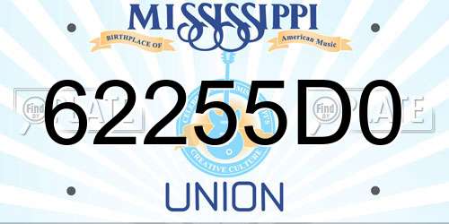62255D0 Mississippi License Plate