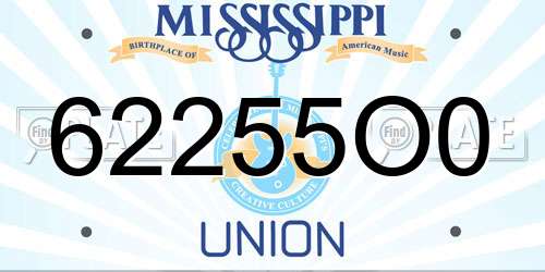 62255O0 Mississippi License Plate