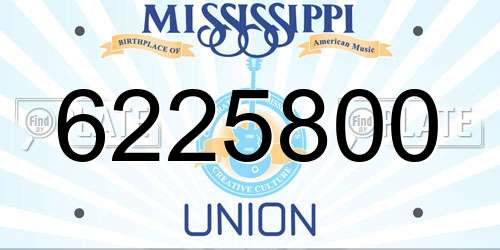 6225800 Mississippi License Plate