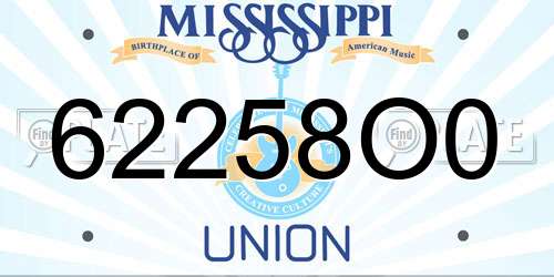 62258O0 Mississippi License Plate