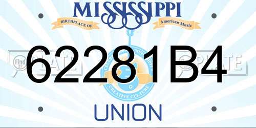 62281B4 Mississippi License Plate