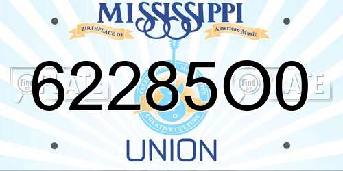 62285O0 Mississippi License Plate