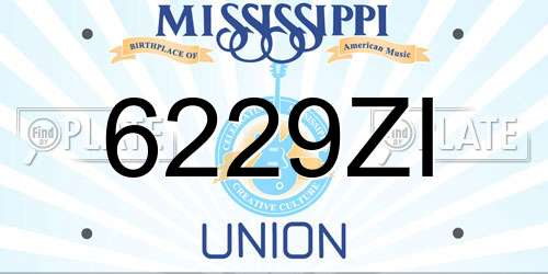 6229ZI Mississippi License Plate