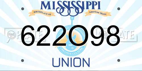 622O98 Mississippi License Plate