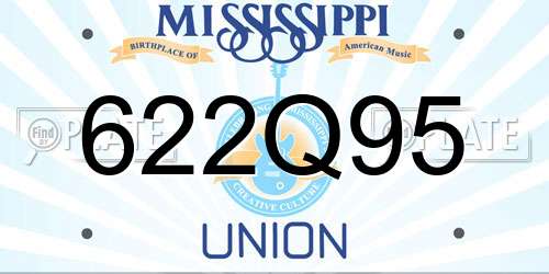 622Q95 Mississippi License Plate