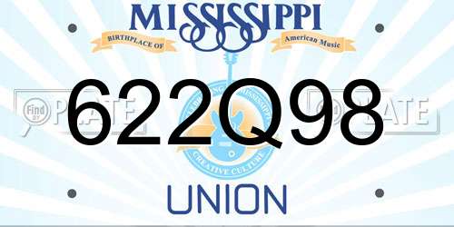 622Q98 Mississippi License Plate