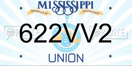 622VV2 Mississippi License Plate