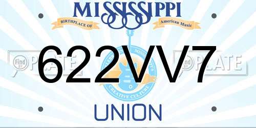 622VV7 Mississippi License Plate