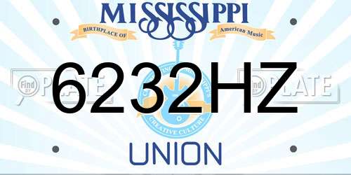 6232HZ Mississippi License Plate