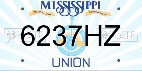 6237HZ Mississippi License Plate