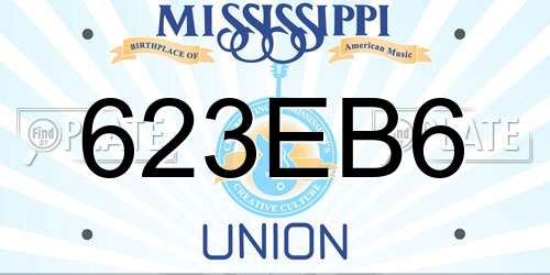 623EB6 Mississippi License Plate