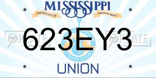 623EY3 Mississippi License Plate