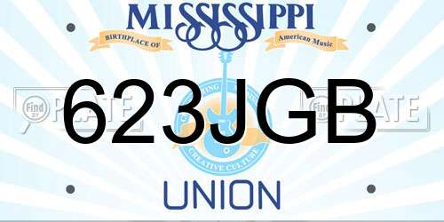 623JGB Mississippi License Plate