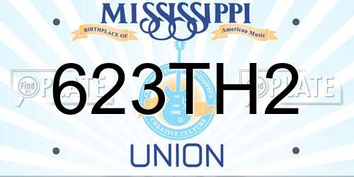623TH2 Mississippi License Plate