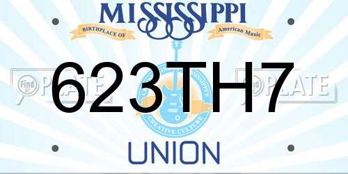 623TH7 Mississippi License Plate