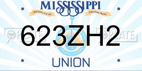 623ZH2 Mississippi License Plate