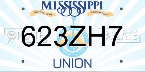 623ZH7 Mississippi License Plate