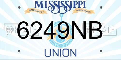 6249NB Mississippi License Plate