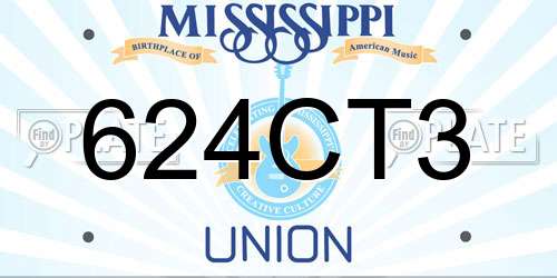 624CT3 Mississippi License Plate