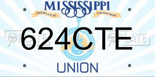 624CTE Mississippi License Plate