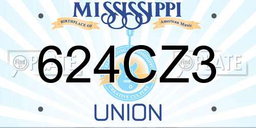 624CZ3 Mississippi License Plate