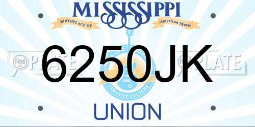 6250JK Mississippi License Plate