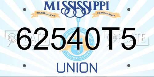 62540T5 Mississippi License Plate