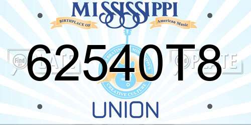 62540T8 Mississippi License Plate