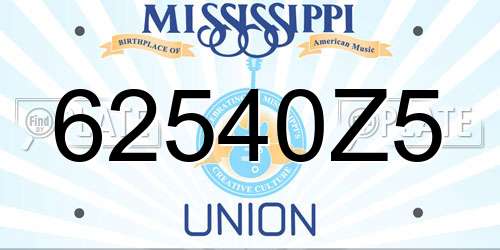 62540Z5 Mississippi License Plate
