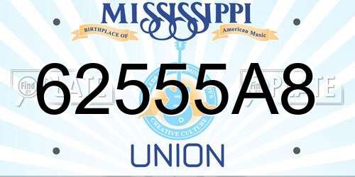 62555A8 Mississippi License Plate