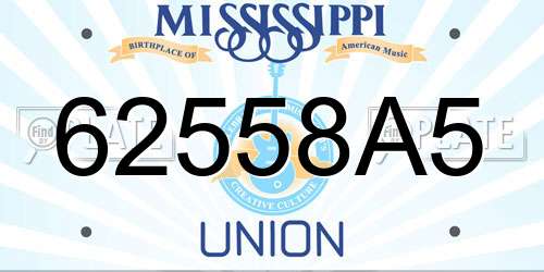 62558A5 Mississippi License Plate