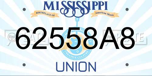 62558A8 Mississippi License Plate