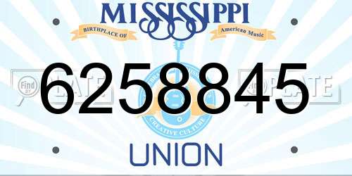6258845 Mississippi License Plate