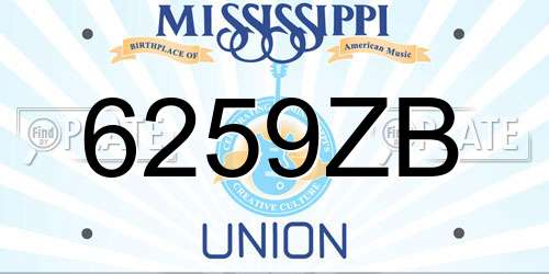 6259ZB Mississippi License Plate