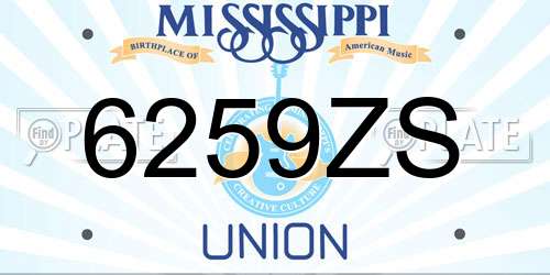 6259ZS Mississippi License Plate