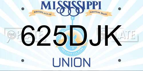 625DJK Mississippi License Plate