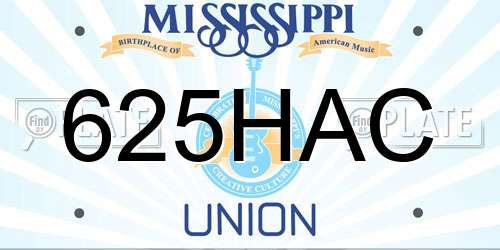 625HAC Mississippi License Plate